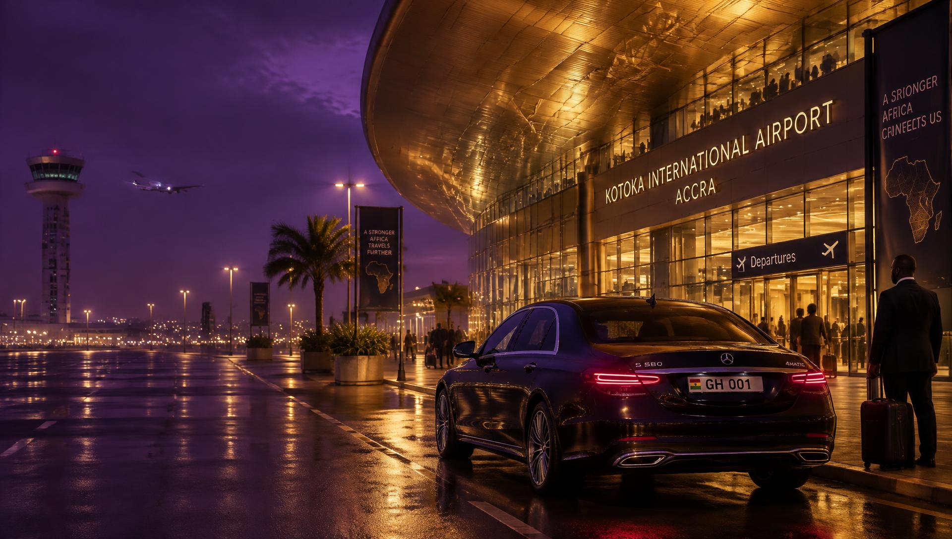 Chauffeur service waiting at an airport terminal